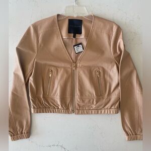 NWT Club Monaco Cropped Leather Bomber Jacket Sz L